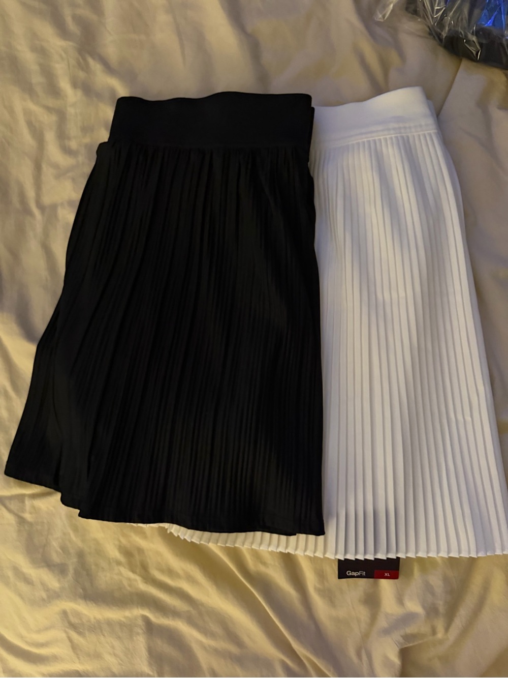 TWO Black and White Pleated Midi Skorts - one gap one 90 degree